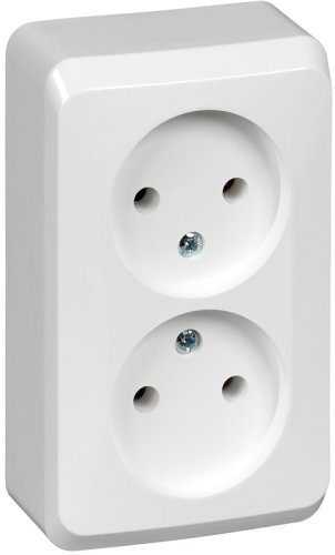 Розетка без заземления накладная Systeme Electric Этюд 2-м. белый  картинка